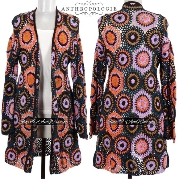 Anthropologie Moth boho circle crochet cardigan *shop@iamwarrior - Picture 5 of 12